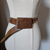 Vintage Hand-Tooled Horse Leather Belt