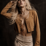 Vintage Genuine Suede Lace-Up Top
