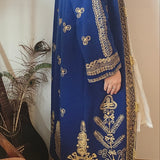 Royal Blue & Gold Embroidered Vintage Robe Coat – Bohemian Queen Energy M/L