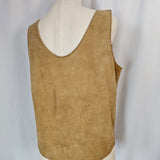 Vintage Route 66 Suede Fringe Tank – Tan Leather Lace-Up Top m