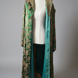 Vintage Emerald Green Asian Brocade Coat robe