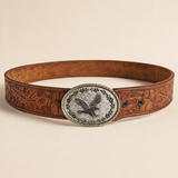 Vintage USA-Made Tooled Leather Eagle Belt