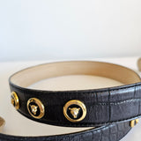Vintage Escada Leather Belt – Tiger Head Medallions size 40