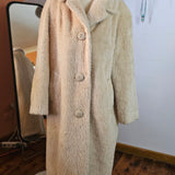 Vintage Champagne Brushed Mohair Long Coat – Made in England 10/12