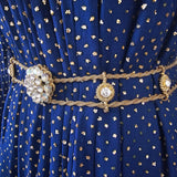 Vintage Gold rope chain belt with crystal flower centrerpiece