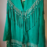 Emerald Fringe Suede Jacket – Custom Made Mexico rrp$600+