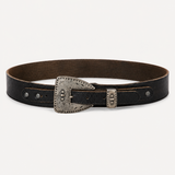 Vintage Black Leather Western Belt