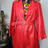 1970s Stewart Hunt Red Leather Trench – AU 10/12