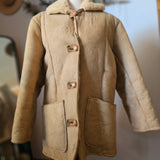 Vintage 70s/80s Genuine Sheepskin Shearling Coat – Tan & Cream
