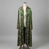 Vintage Emerald Green Asian Brocade Coat robe