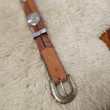 Vintage Tooled Western Leather Concho Belt – Adjustable Size 32