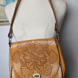 Vintage Tooled Leather Shoulder Bag