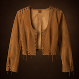 Vintage Genuine Suede Lace-Up Top