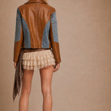 Vintage Vera Pelle Leather &amp; Denim Jacket | Size M