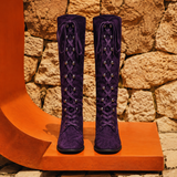 Purple Rain Lace-Up Knee-High Boots 8