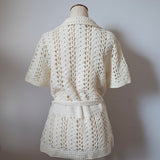 Cream Crochet Tie Waist Cardigan Top M