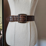 Vintage Tooled Leather Belt xs
