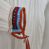 Vintage Mexican Cotton Embroidered Blouse M/L