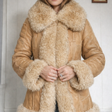 Vintage Patchwork Shearling Penny Lane Coat – Genuine Leather Sheepskin Lined tag 6.8/10