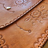 Vintage 70s Tooled Leather Crossbody Bag – Floral Western Folk Style
