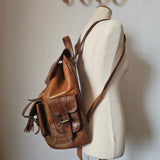 Vintage Brown Leather Boho Backpack