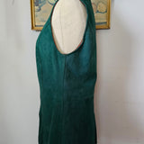 Vintage 70s Suede Vest – Deep Emerald Green Small