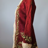 Vintage Afghan Fur-Lined Embroidered Coat – Burgundy / Brown – XS-S 8