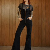 Rolla’s Eastcoast Flare Cord Overalls Black Size 10