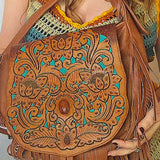 Tooled Leather Floral Fringe Bag – Jasper Inlay