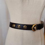 Vintage Escada Leather Belt – Tiger Head Medallions size 40