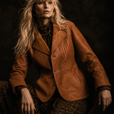 Vintage Cognac Leather Blazer-mens-unisex L/XL