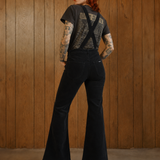 Rolla’s Eastcoast Flare Cord Overalls Black Size 10