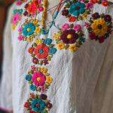 Vintage Floral Embroidered Cotton Blouse | Boho Folk