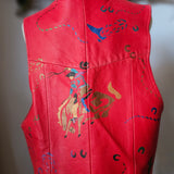 Vintage 90s Char Hand-Painted Leather Vest – Red Western Art Tassel Vest