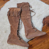 boston babe suede lace-up fringe boots size 39 Brown