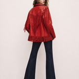 Vintage Red Leather Fringe Jacket 8
