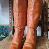 Vintage Tan Leather Western Boots – Size 6.5 (fits 6.5–7)