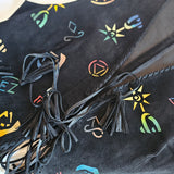 Hand-Painted Fringe Suede Vest – Size M