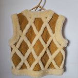 Vintage Sheepskin Suede Quilted Vest S/M