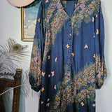 Manning Silver Silk Boho Tunic Dress – Size 8