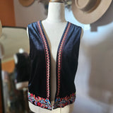 Vintage Embroidered Velvet Vest (Fits AU 8–10)