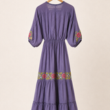 Chasing Unicorns 'Northern Skies' Embroidered Cotton Gauze Maxi Dress S /small faults
