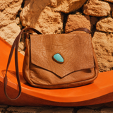 Vintage Turquoise Stone Leather Bag