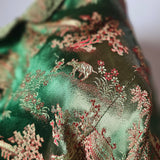 Vintage Emerald Green Asian Brocade Coat robe