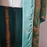 Vintage Emerald Green Asian Brocade Coat robe