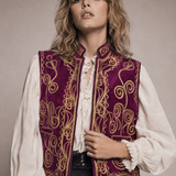 Vintage Turkish Velvet Embroidered Vest L