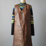 Original 60s/70s Leather Zip Vest Dress/Vest size M 9/10