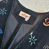 Hand-Painted Fringe Suede Vest – Size M