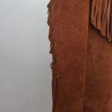 Vintage Brown Suede Fringe Vest — Size M