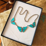 Vintage Zuni Sterling Silver & Turquoise Butterfly Necklace